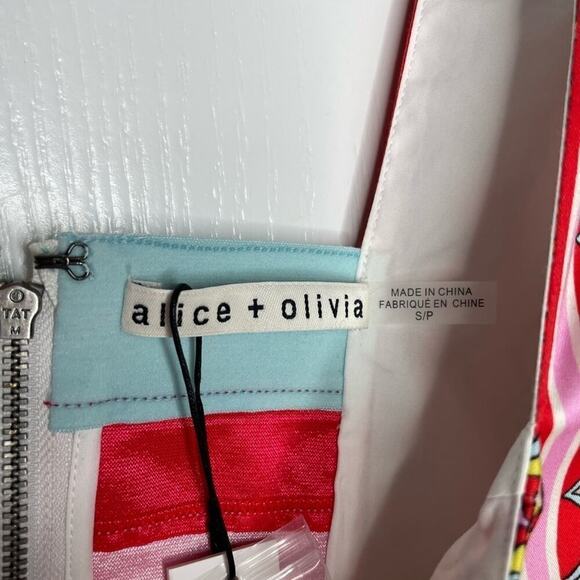 ALICE + OLIVIA MARGARITE TIE-FRONT CROPPED TOP IN PINK Size Small - Picture 6 of 10